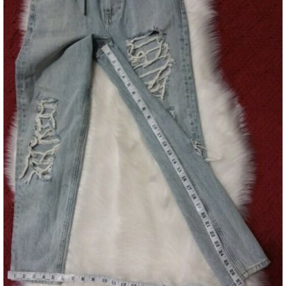 ASOS Distressed Straight Leg Jeans Rigid Denim Light Wash 25 - Picture 8 of 9